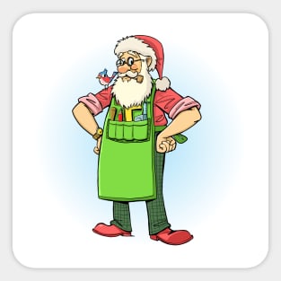 Santa Claus in with tools and carpenter's apron Sticker
